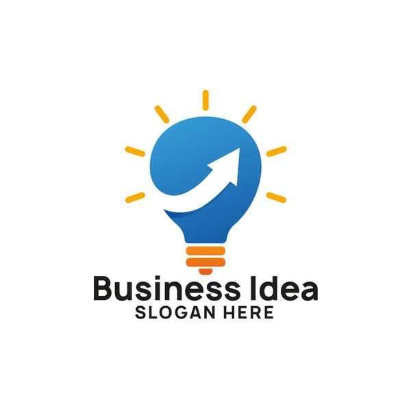 ビジネス グラフと矢のイラストと独創的なアイデアのロゴのデザインのテンプレートです 電球アイコン シンボル デザイン — ストックベクタ