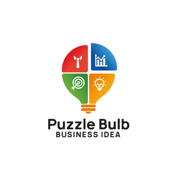 Ontwerpsjabloon Voor Creatieve Business Idee Logo Puzzel Lamp Pictogram Symbool — Stockvector