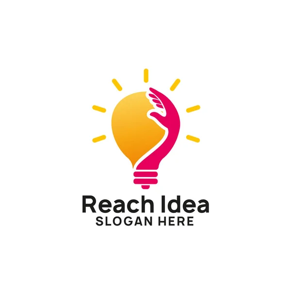 Ontwerpsjabloon Voor Creatieve Reach Idee Logo Lamp Pictogram Symbool Ontwerpen — Stockvector