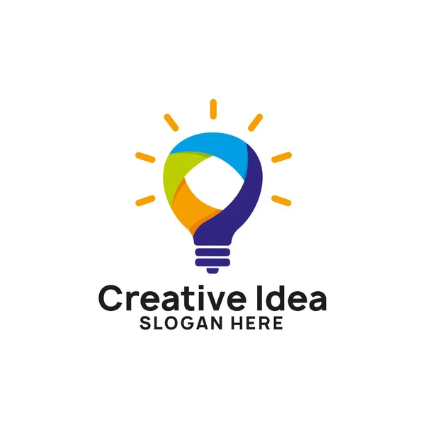 Modelo Design Logotipo Ideia Criativa Colorido Desenhos Símbolo Ícone Lâmpada — Vetor de Stock
