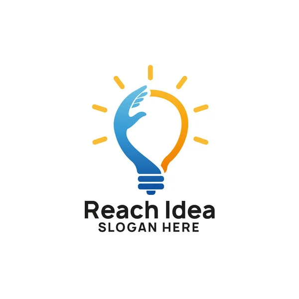 Ontwerpsjabloon Voor Creatieve Reach Idee Logo Lamp Pictogram Symbool Ontwerpen — Stockvector