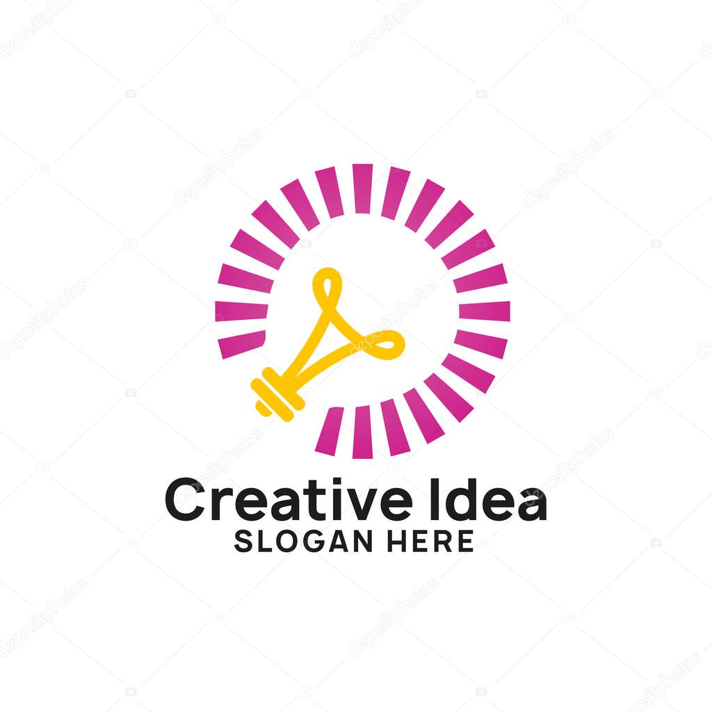 Creative bright idea logo design template. bulb icon symbol design