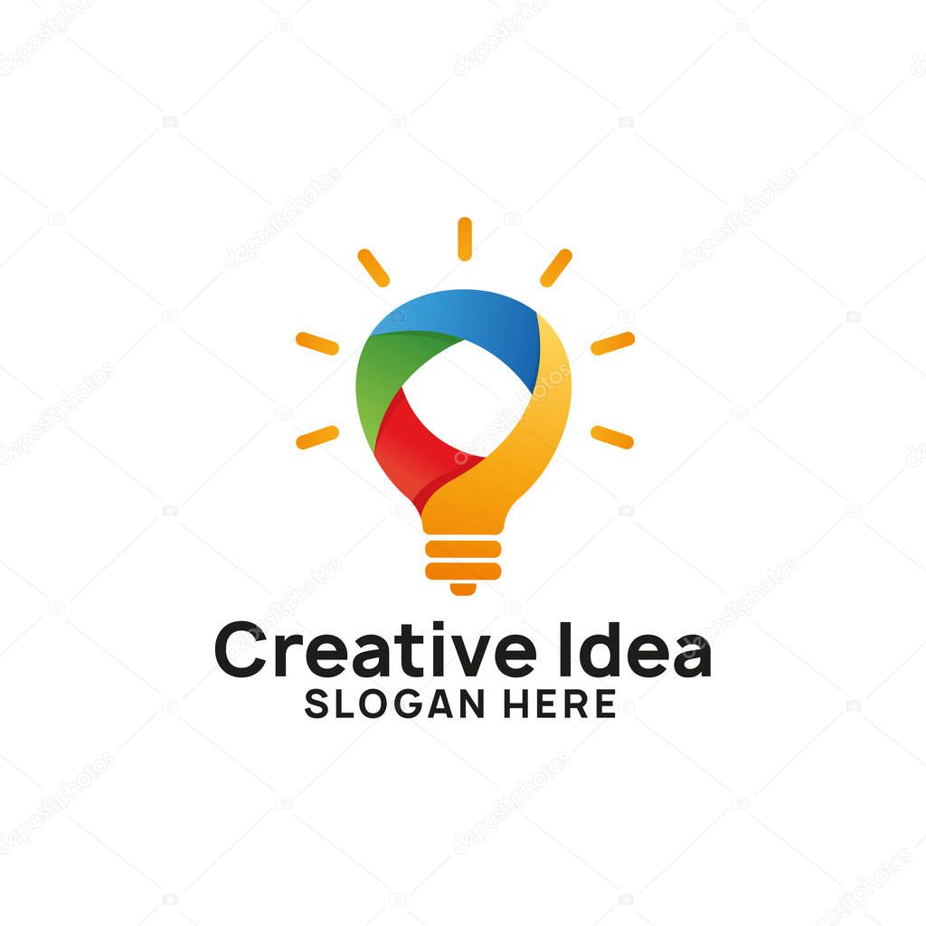 Colorful creative idea logo design template. colorful bulb icon symbol designs