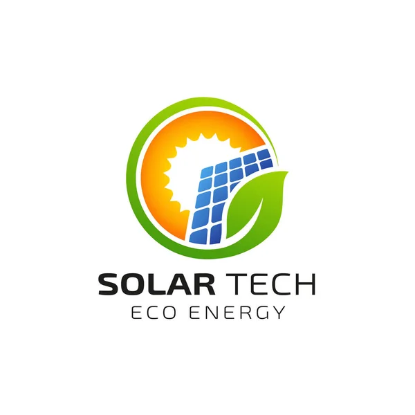 Modèle Conception Logo Solaire Solaire Énergie Designs Logo Eco Energy — Image vectorielle