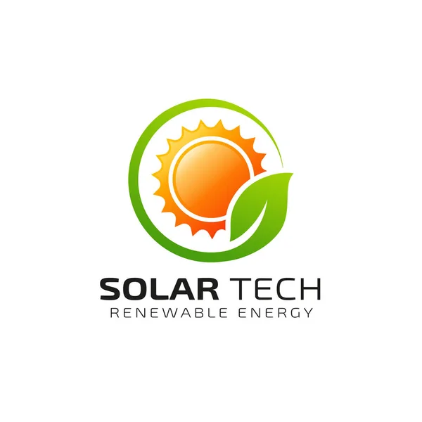 Güneş güneş enerjisi logo tasarım şablonu. Eko enerji logo tasarımları
