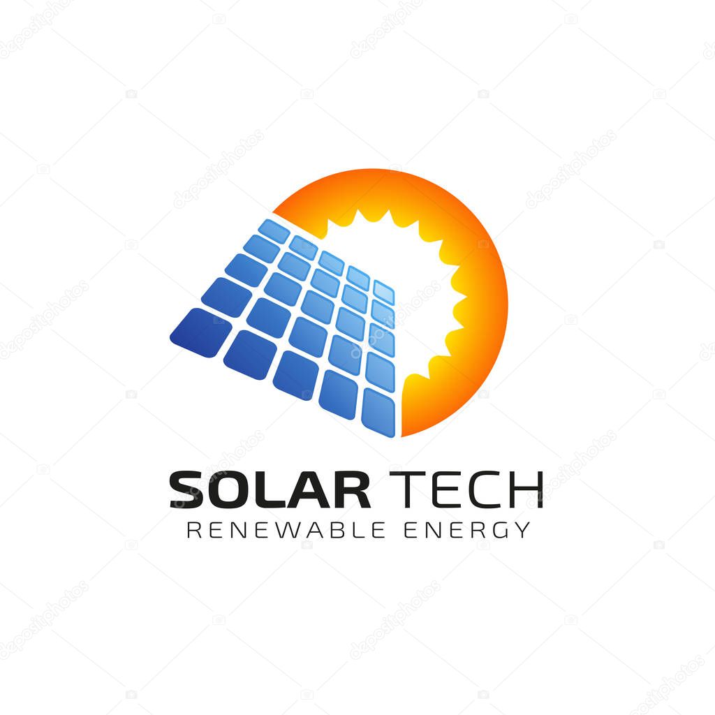 Sun solar energy logo design template. solar tech logo designs