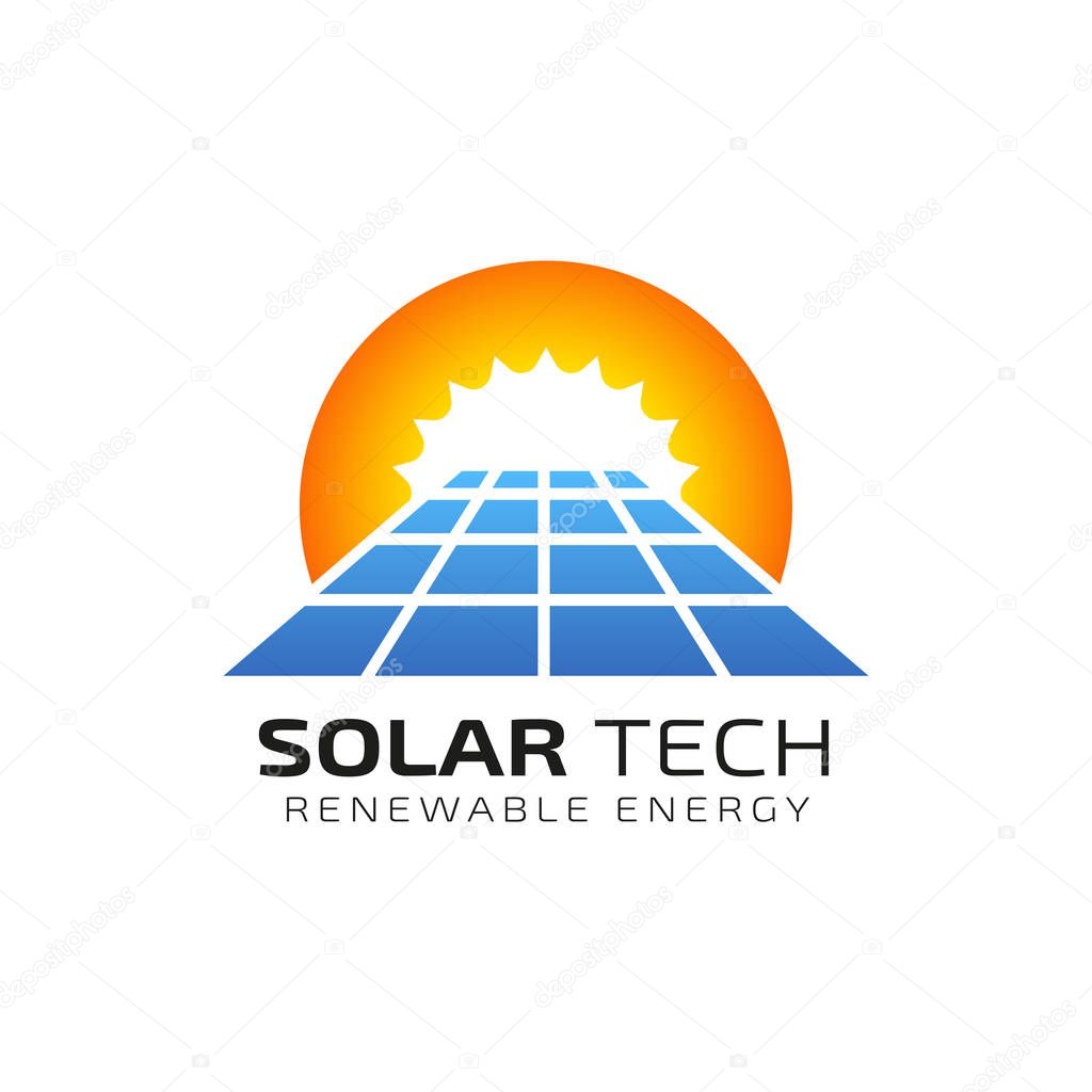 Sun solar energy logo design template. solar tech logo designs