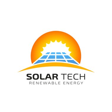 Güneş enerjisi logosu tasarım şablonu. Solar teknoloji logo tasarımları