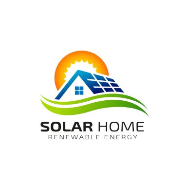 Güneş güneş enerjisi logo tasarım şablonu. Eko enerji logo tasarımları