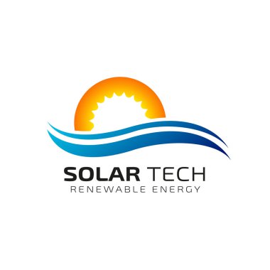 Güneş enerjisi logosu tasarım şablonu. Solar teknoloji logo tasarımları