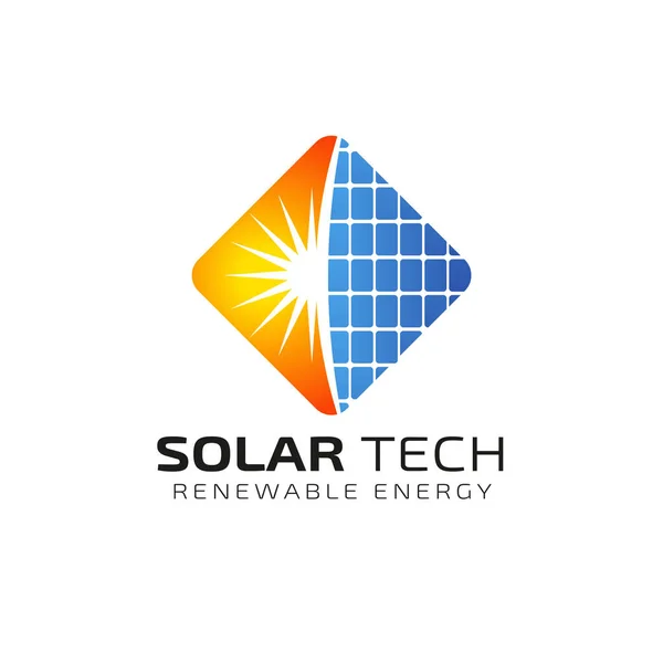 Güneş enerjisi logosu tasarım şablonu. Solar teknoloji logo tasarımları