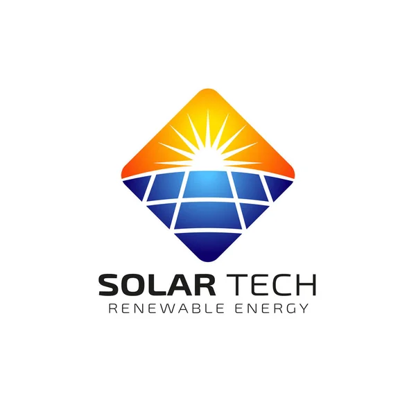 Słoneczny Wzór Projektu Logo Energii Słonecznej Projekty Logo Technologii Słonecznej — Wektor stockowy