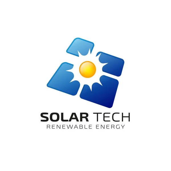 Modèle Conception Logo Solaire Solaire Énergie Conceptions Logo Solaire Tech — Image vectorielle