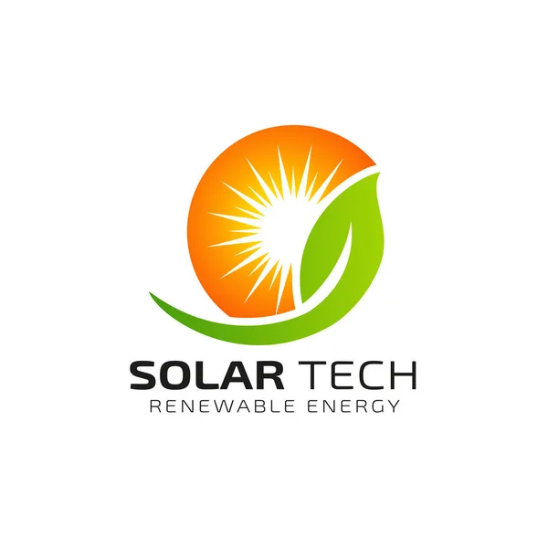 Modèle Conception Logo Solaire Solaire Énergie Designs Logo Eco Energy — Image vectorielle