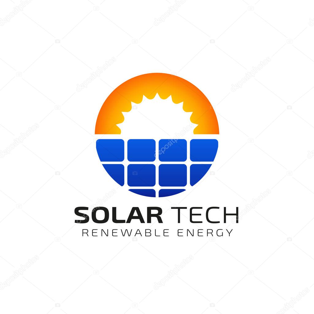 Sun solar energy logo design template. solar tech logo designs