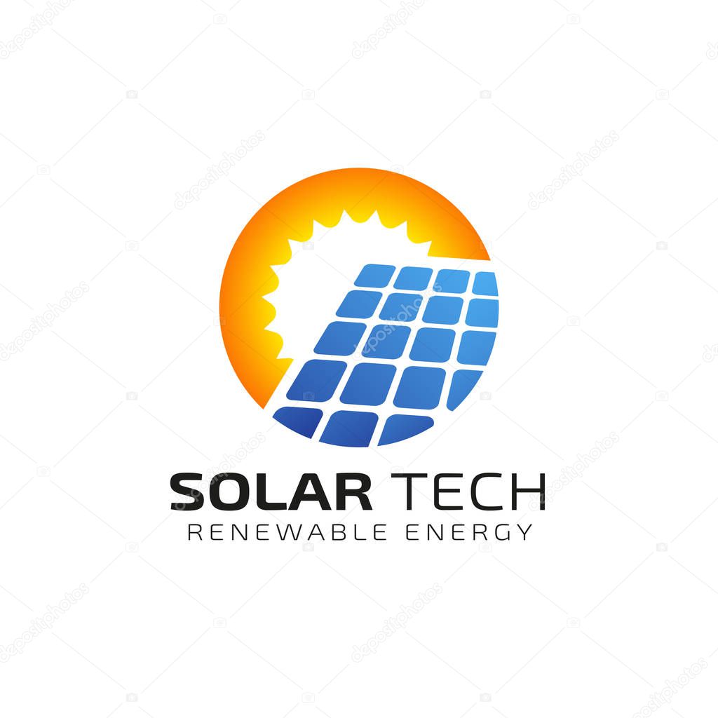 Sun solar energy logo design template. solar tech logo designs