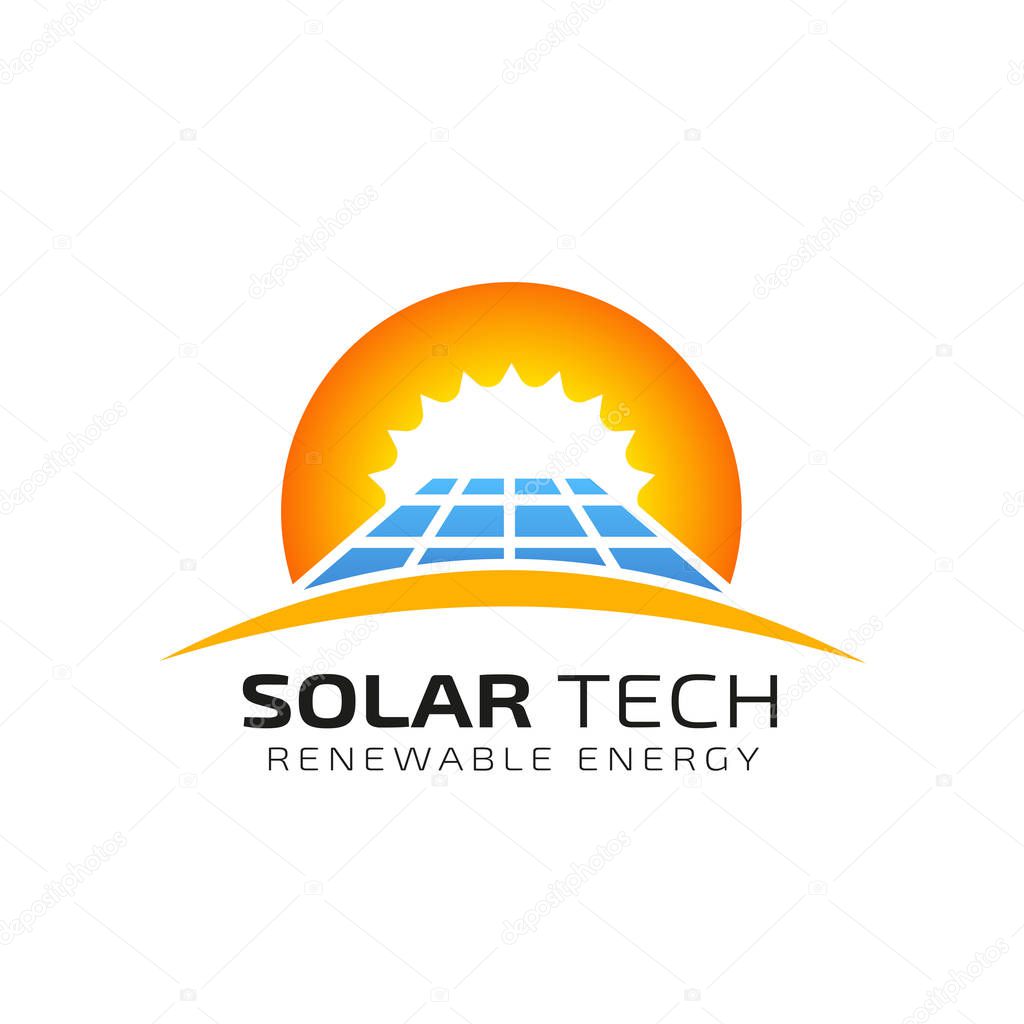 Sun solar energy logo design template. solar tech logo designs