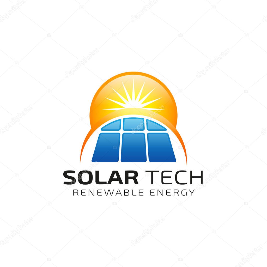 Sun solar energy logo design template. solar tech logo designs