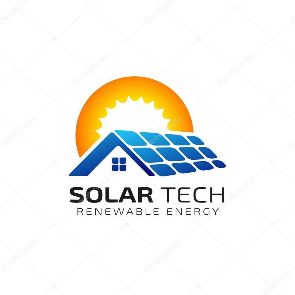 Sun solar energy logo design template. solar tech logo designs