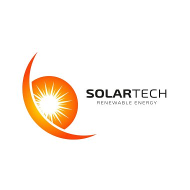 Güneş enerjisi logosu tasarım şablonu. Solar teknoloji logo tasarımları