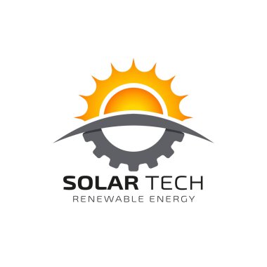 Güneş enerjisi logosu tasarım şablonu. Solar teknoloji logo tasarımları