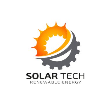 Güneş enerjisi logosu tasarım şablonu. Solar teknoloji logo tasarımları