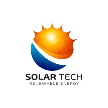 Güneş enerjisi logosu tasarım şablonu. Solar teknoloji logo tasarımları