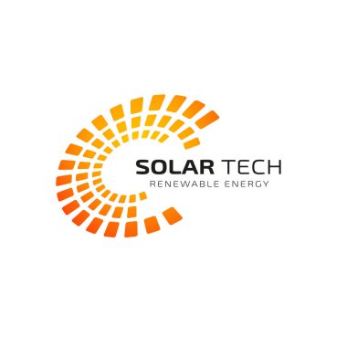 Güneş enerjisi logosu tasarım şablonu. Solar teknoloji logo tasarımları