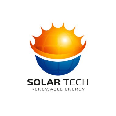 Güneş enerjisi logosu tasarım şablonu. Solar teknoloji logo tasarımları