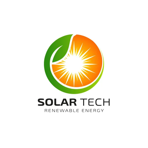 Modèle Conception Logo Solaire Solaire Énergie Designs Logo Eco Energy — Image vectorielle
