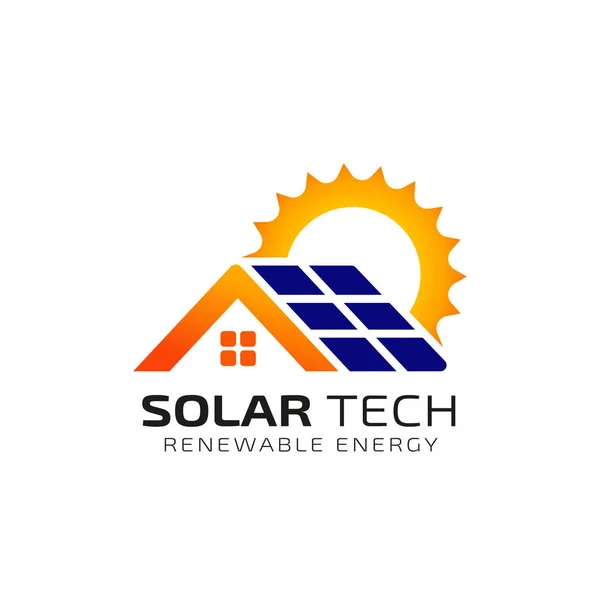 Sun Solar Energy Logo Design Template Solar Tech Logo Designs — Stock Vector