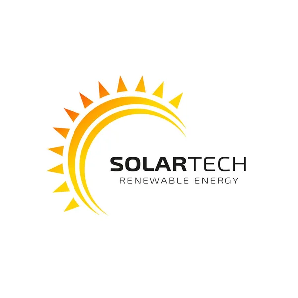 Sol Modelo Design Logotipo Energia Solar Projetos Logotipo Tecnologia Solar — Vetor de Stock