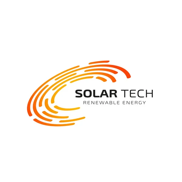 Sun Solar Energy Logo Design Template Solar Tech Logo Designs — Stock Vector