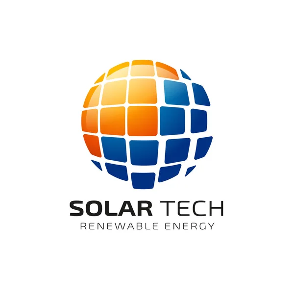 Güneş Enerjisi Logosu Tasarım Şablonu Solar Teknoloji Logo Tasarımları — Stok Vektör