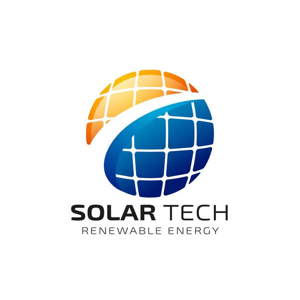 Sun Solar Energy Logo Design Template Solar Tech Logo Designs — Stock Vector