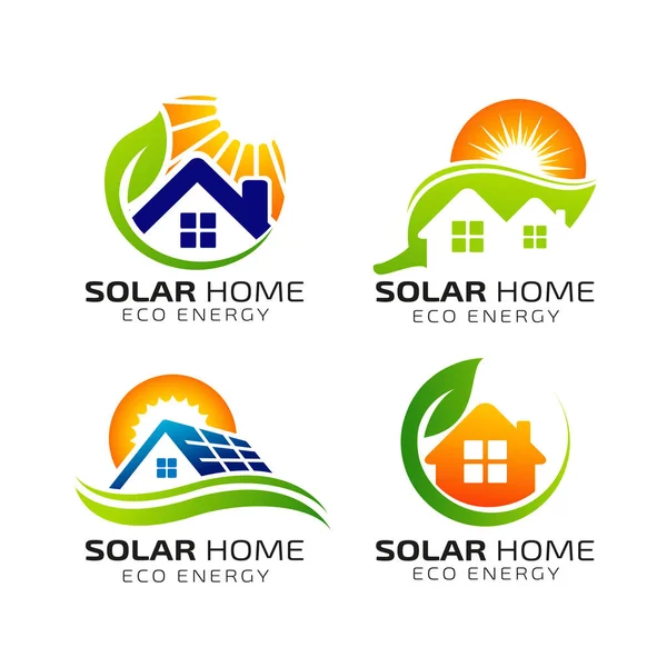 Słoneczny Energii Słonecznej Logo Szablon Projektu Projekty Logo Energii Eco — Wektor stockowy