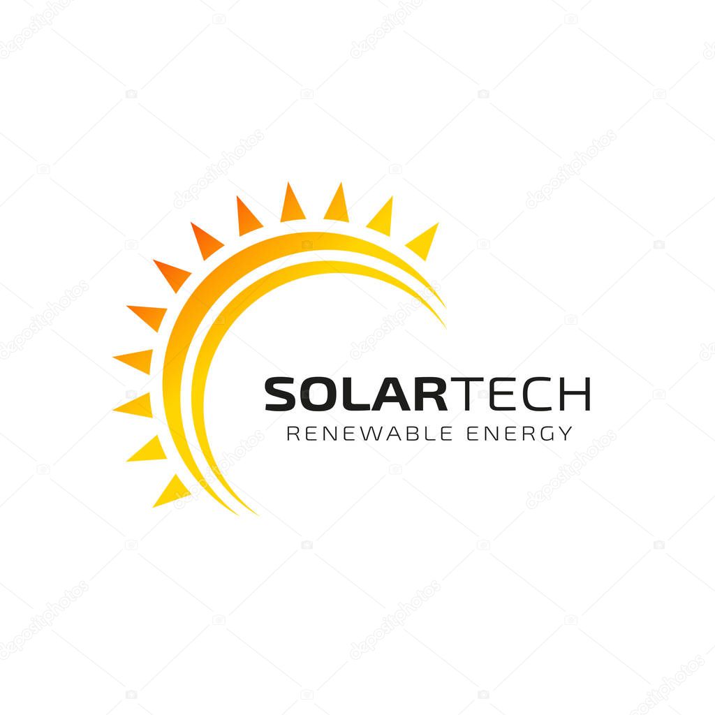 Sun solar energy logo design template. solar tech logo designs