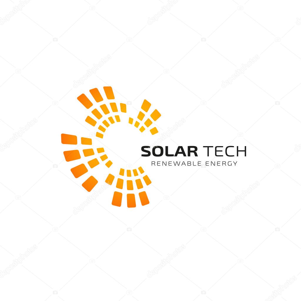 Sun solar energy logo design template. solar tech logo designs