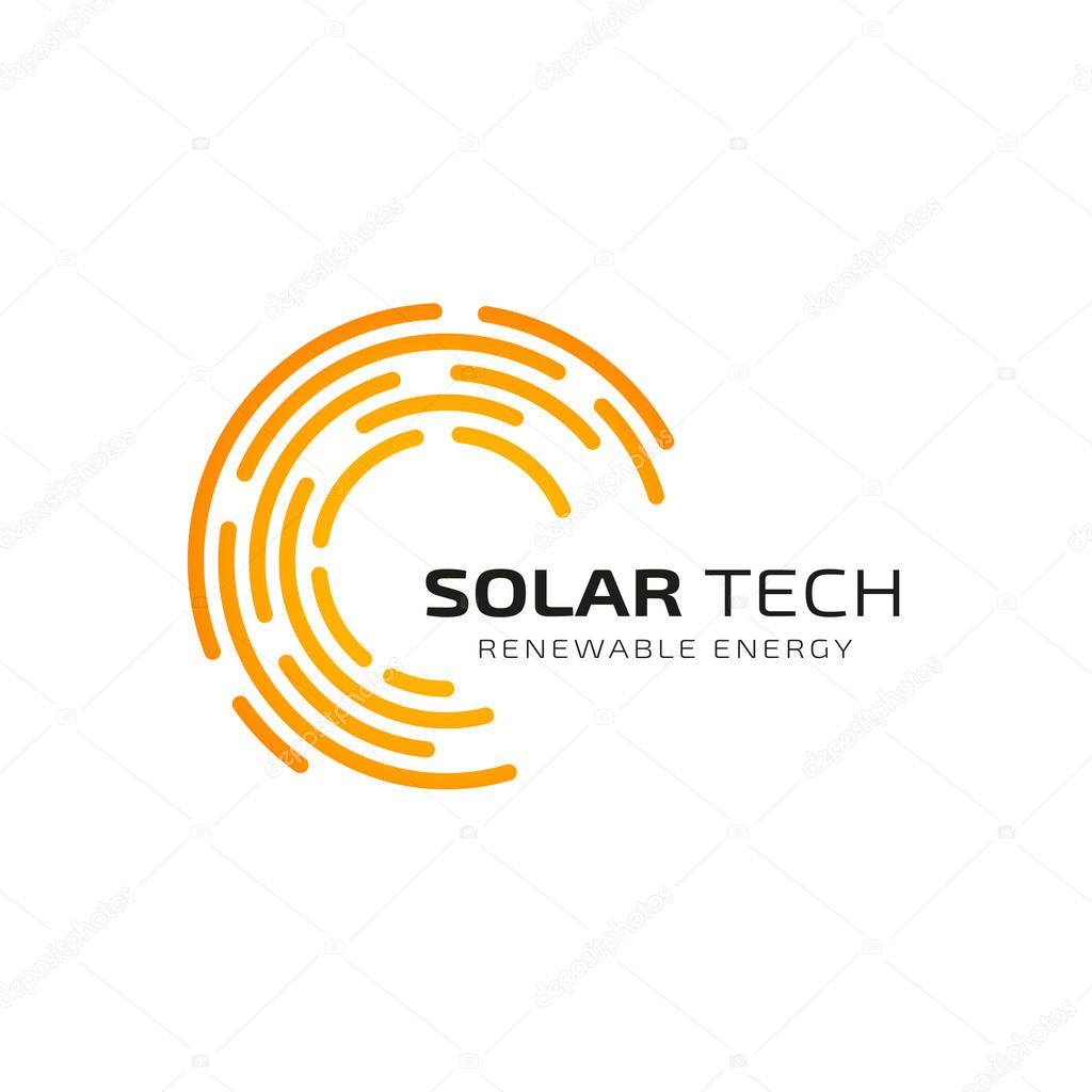Sun solar energy logo design template. solar tech logo designs