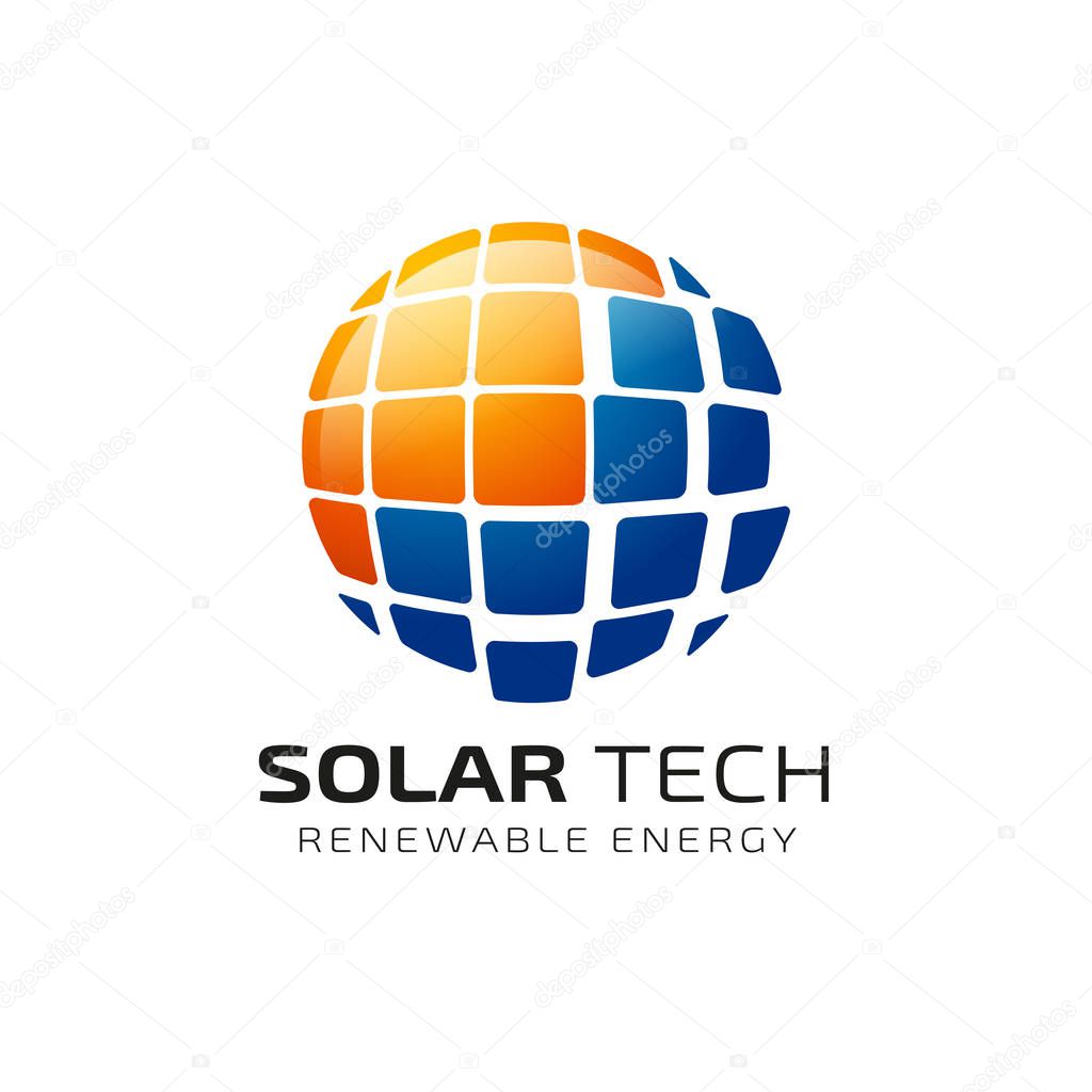 Sun solar energy logo design template. solar tech logo designs