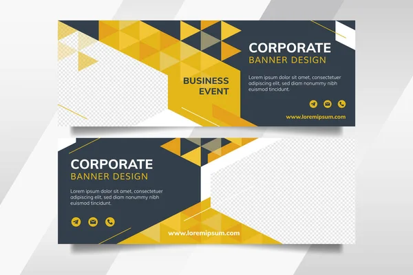 Plantilla de diseño de banner de negocio corporativo amarillo vector — Archivo Imágenes Vectoriales