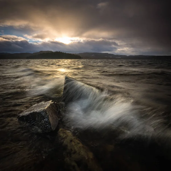 Jonsvatnet Gölü Geç Öğleden Sonra Işık Trondheim Alan Norveç Rüzgarlı — Stok fotoğraf