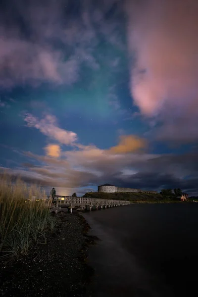 Night sky and castle view. Steinvikholmen is Skatval, Stjordal area. Norway.