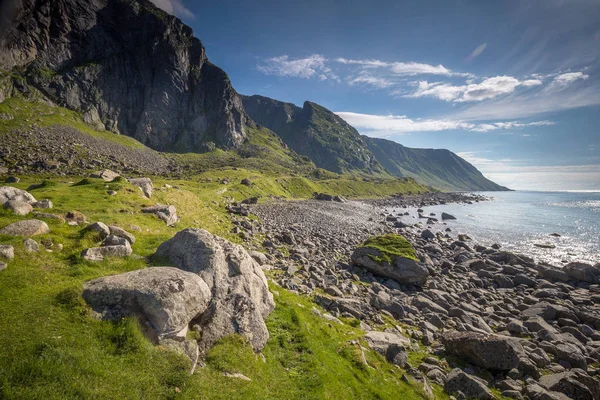Eggum Alan Lofoten Adaları Nın Güzel Manzara Norveç Yaz — Stok fotoğraf