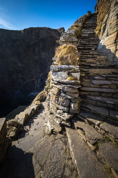 Whaligoe Steps Steep Stony Stairs Leads All Way Small Beach — Stock Photo, Image