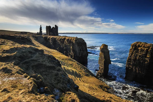 Castillo Escocés Sinclair Girnigoe Situado Altos Acantilados Costa Oriental Highlands — Foto de Stock