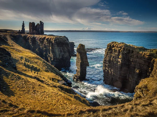 Castillo Escocés Sinclair Girnigoe Situado Altos Acantilados Costa Oriental Highlands — Foto de Stock