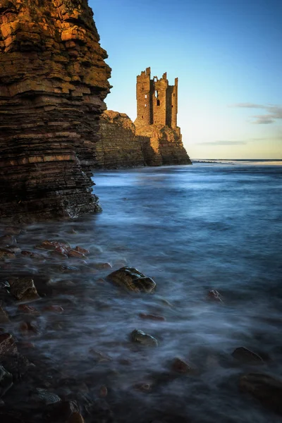 Alte Keiss Burgruinen Der Küste Der Nordsee Nördliche Teile Des — Stockfoto