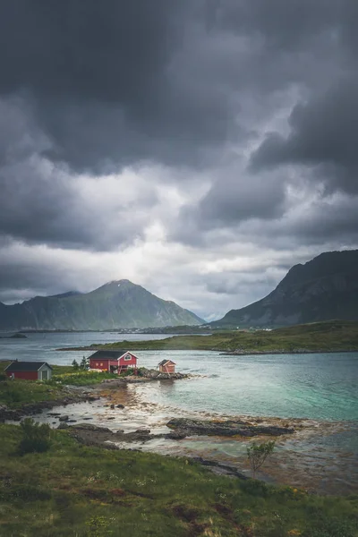 Deniz Görünümü Fredvang Alan Lofoten Adaları Nda Yaz Zamanı — Stok fotoğraf