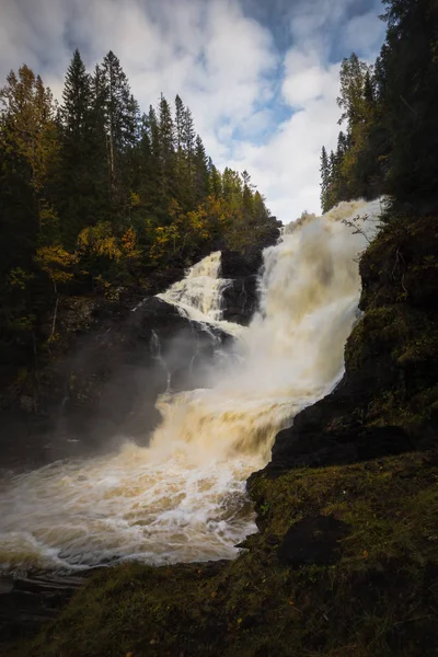 Cachoeira Dolanfossen Rio Homla Meio Noruega Perto Hommelvik Alto Nível — Fotografia de Stock